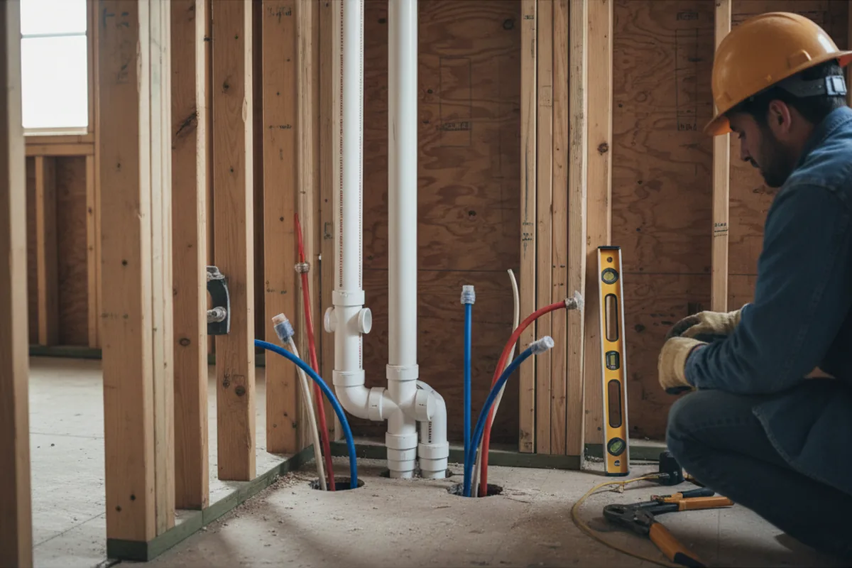 Drain and supply rough-in during Leak Detection in Osceola