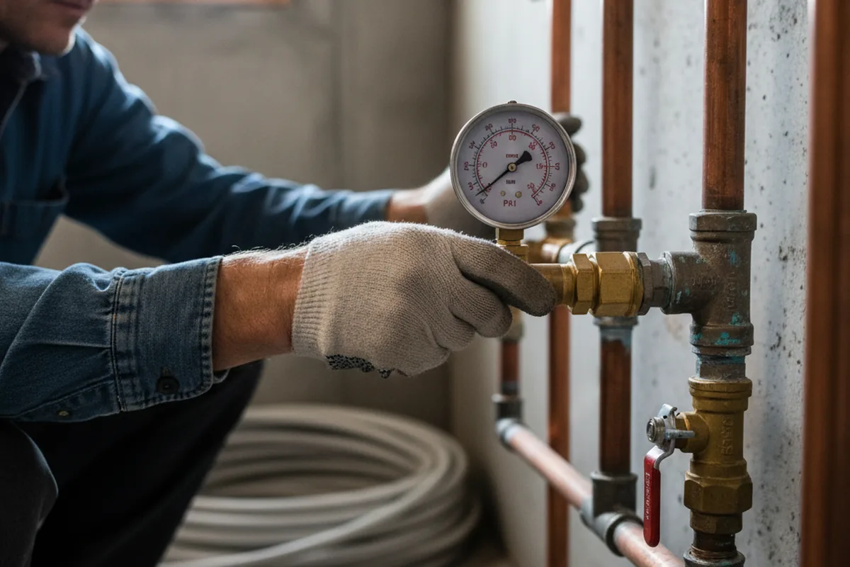 Pressure testing a repaired line during Water Line Repair in Osceola